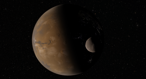 Mars and its moon Deimos